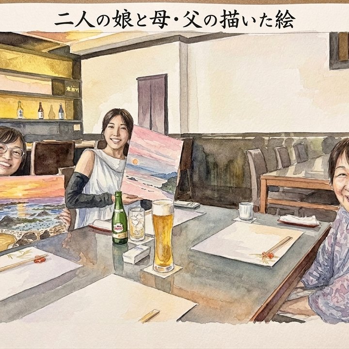 娘達が父の絵を貰ってくれました^o^