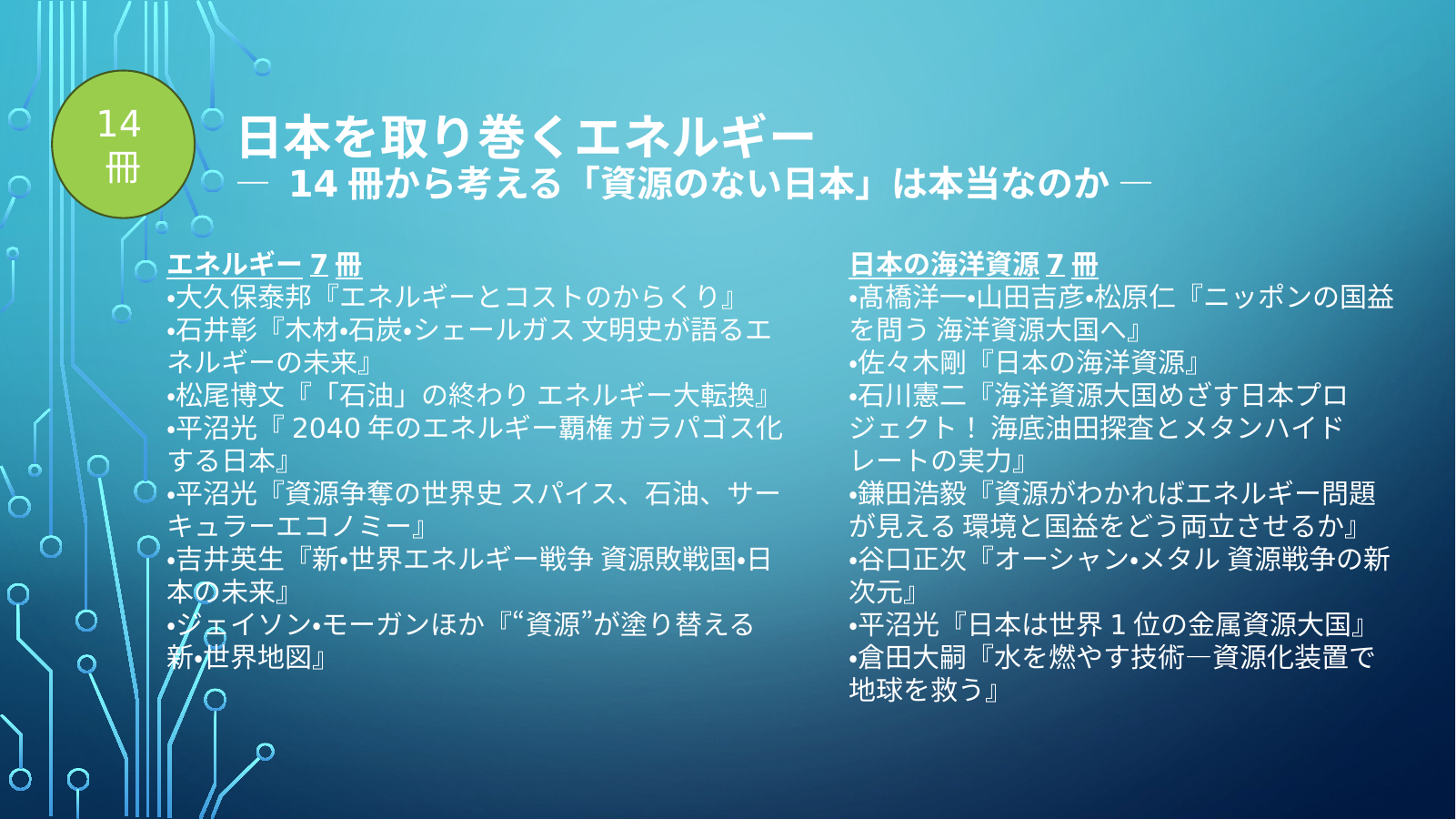 日本を取り巻くエネルギー（１４冊） スライド1