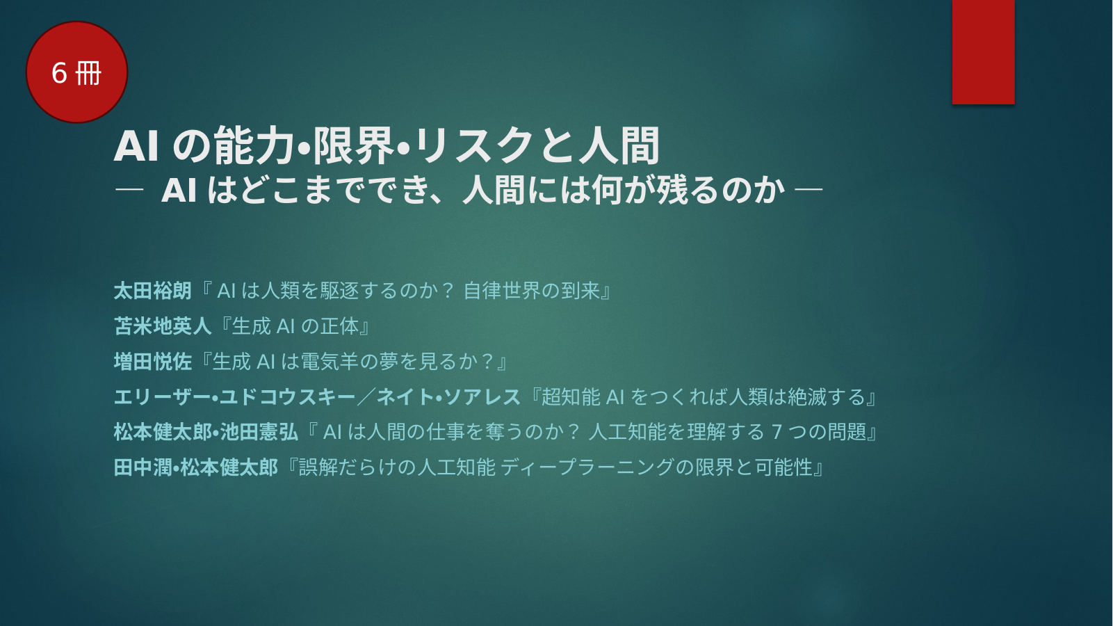 生成AI（AIの能力・限界・リスクと人間） スライド 1